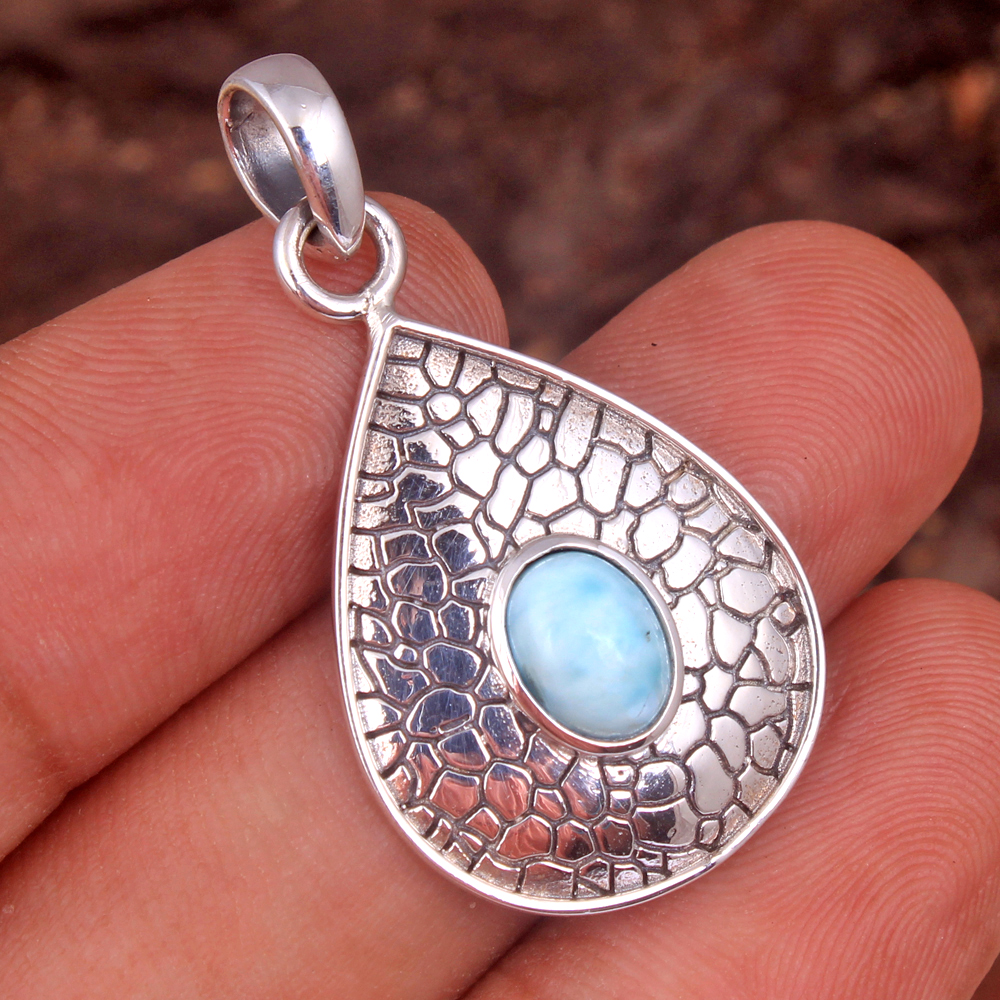 925 Sterling Silver Birthday Gift Christmas Gift Designer Pendant Gemstone Pendant Handmade Jewelry Handmade Pendant Larimar Pendant Newyear Gift Pear Pendant Silver Pendant Women Jewelry