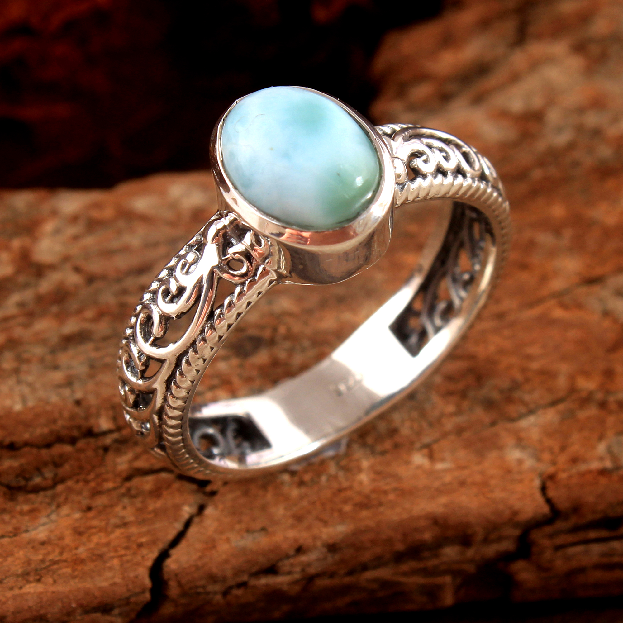 925 Sterling Silver Christmas Gift Designer Silver Ring Gemstone Ring Handmade Jewelry Handmade Ring Larimar Ring Natural Gemstone Newyear Gift Silver Ring Solitaire Ring Unisex Ring Women Jewelry Women Ring