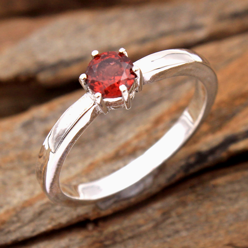 925 Sterling Silver Anniversary Gift Birthday Gift Christmas Gift Designer Ring Faceted Gemstone Ring Handmade Jewelry Handmade Ring Red Garnet Ring Silver Ring Solitaire Ring Valentine Gift Women Jewelry Women Ring