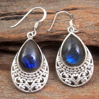 Labradorite Gemstone Women Earring 925 Sterling Silver Jewelry