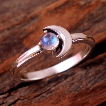 Natural Moonstone Gemstone Half Moon Ring Choose Size Ar8105