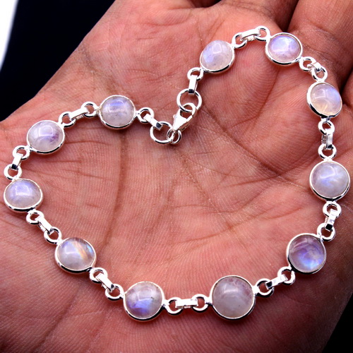 CYBER DAY SALE 925 Sterling Silver Jewelry Natural Moonstone Bracelet 7-7.5