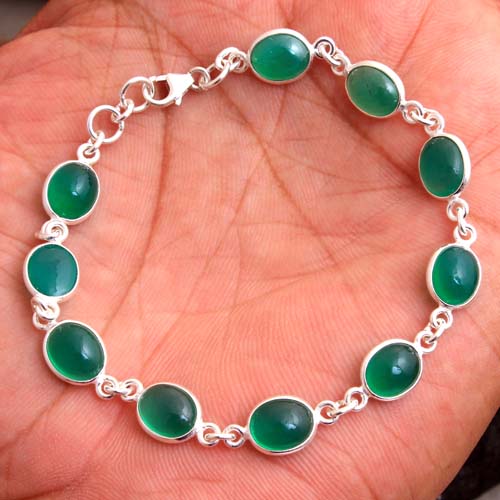 Green Onyx GEMSTONE Bracelet Solid 925 Sterling Silver Handmade Jewelry 9