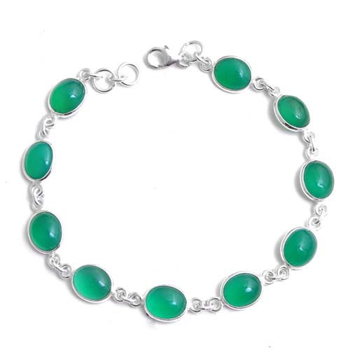 Green Onyx GEMSTONE Bracelet Solid 925 Sterling Silver Handmade Jewelry 9