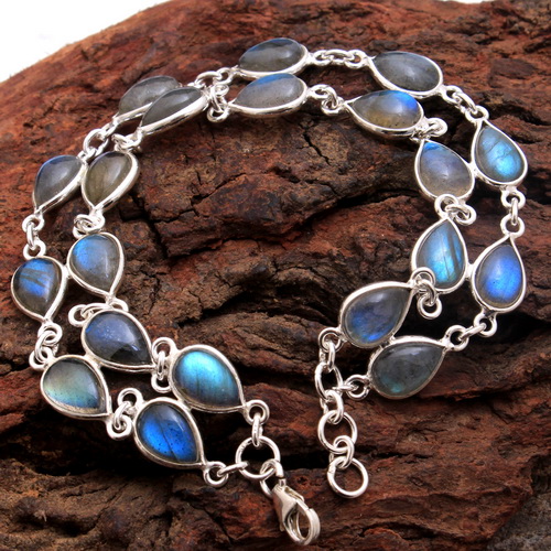 Rough Shore - Labradorite and Silver Bracelet