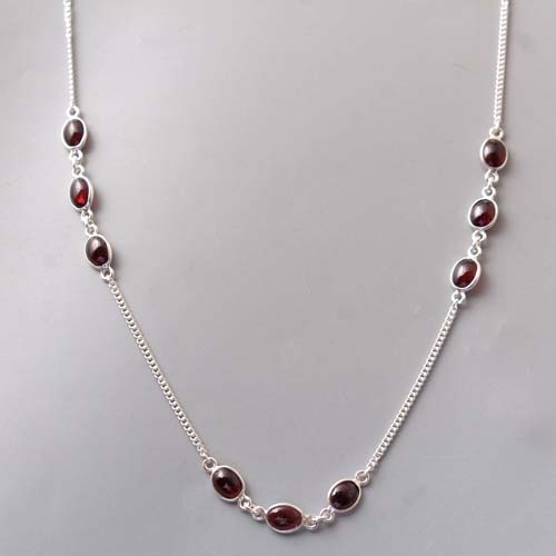 925 Sterling Silver Round Bezel Set Garnet and Diamond Pendant Necklace