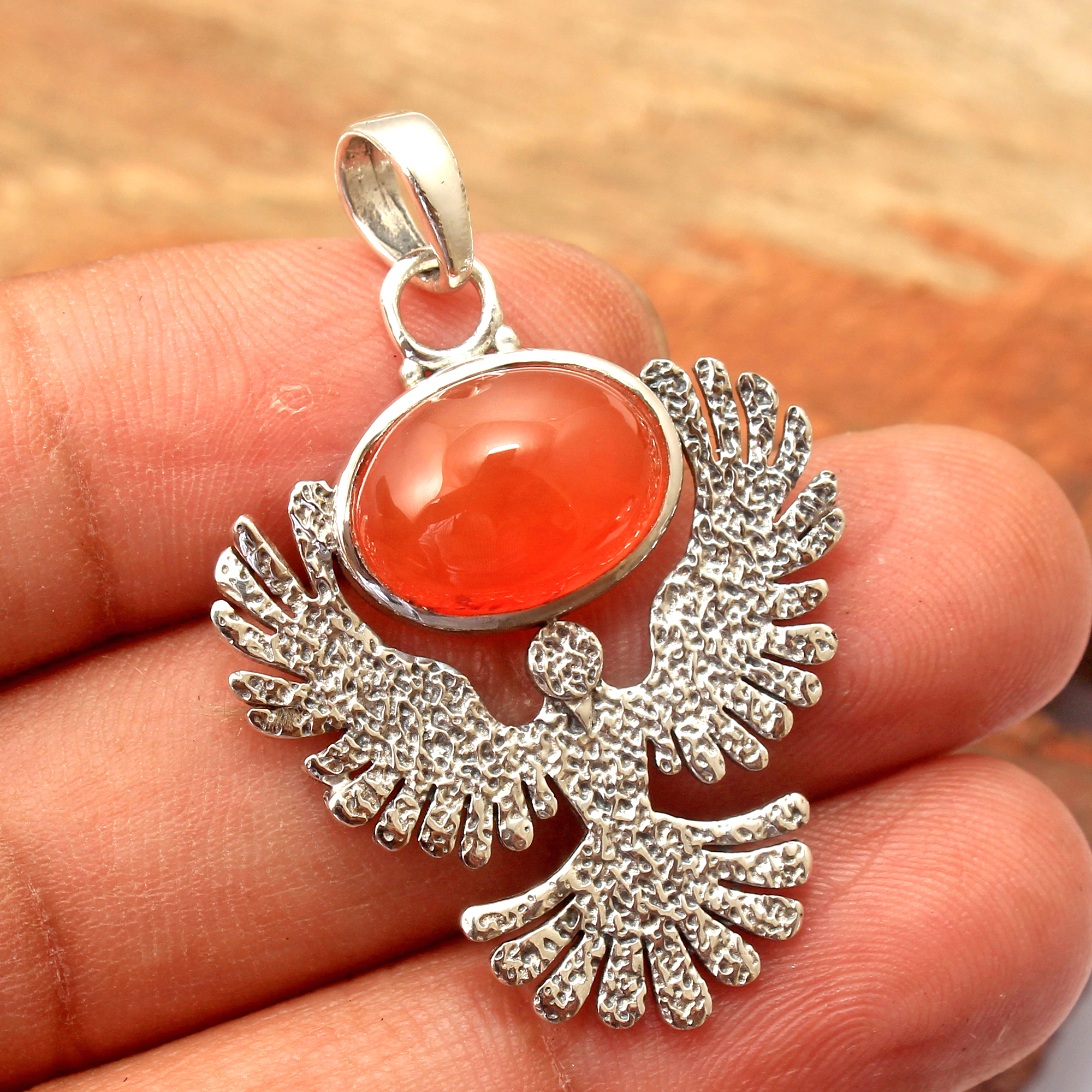Sterling Silver Bird Carnelian Necklace Sterling Silver Bird Carnelian Necklace