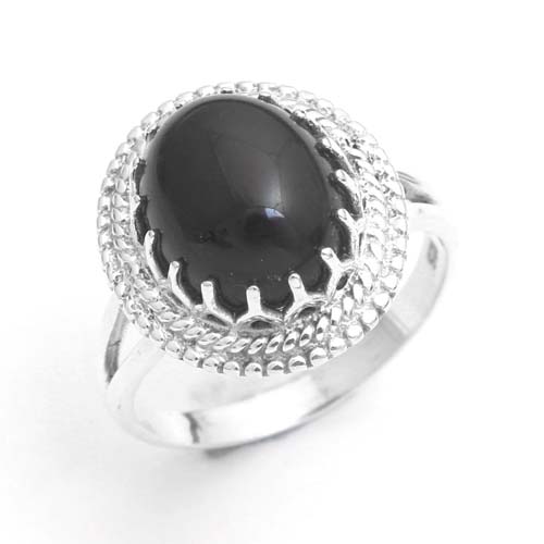 Black Onyx Oval Gemstone 925 Sterling Silver Jewelry Solid Ring Size US 7